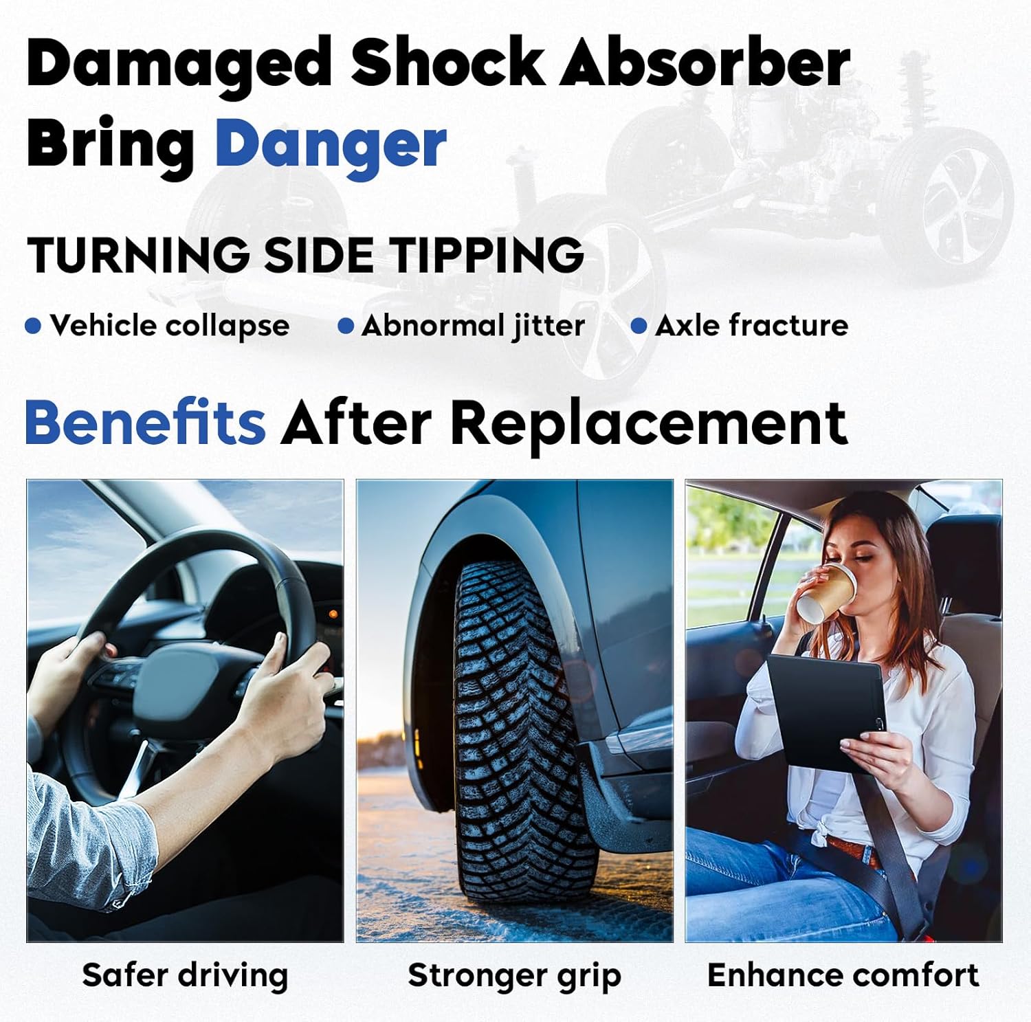 Rear Shock Absorber Struts Assembly Fit for 2006-2012 Ford Fusion, 2009-2012 for Lincon MKZ, 2003-2008 for Mazda 6, 2009-2011 for Mercury Milan, Replace for 344363, 2Pcs