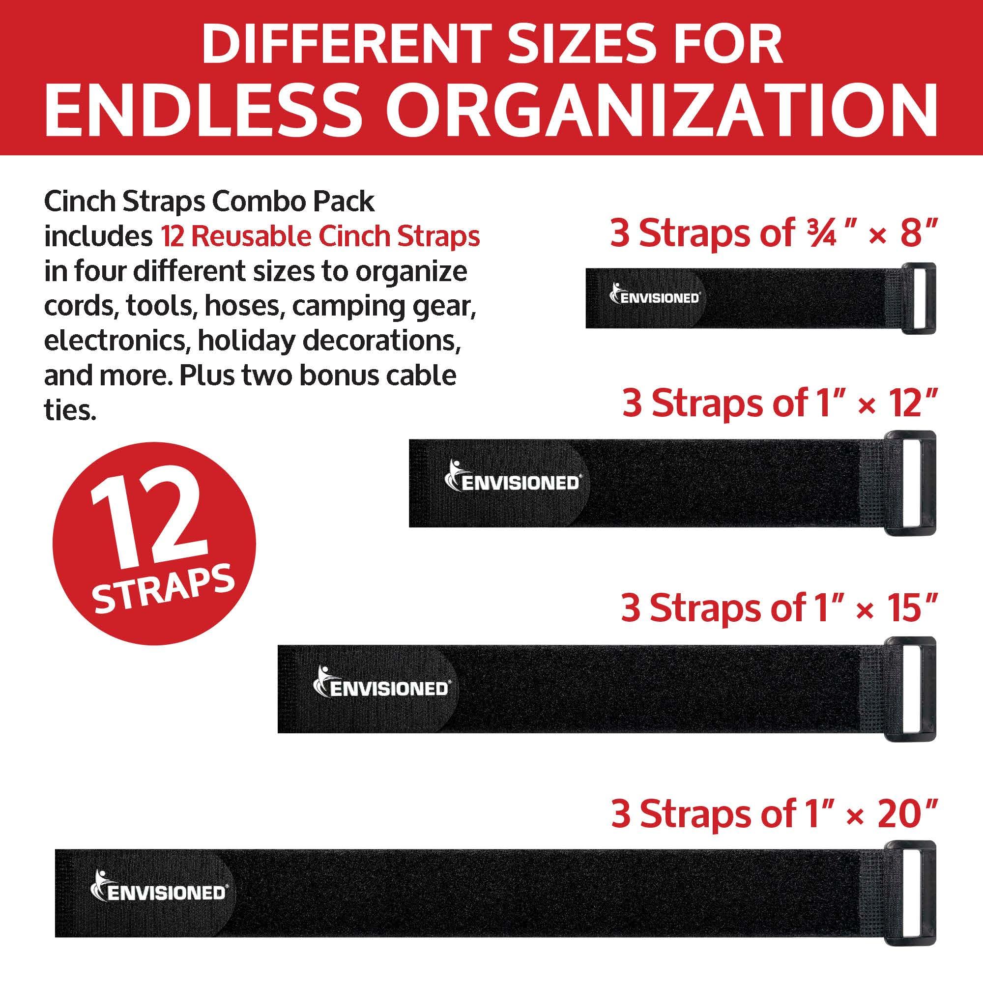 Reusable Cinch Straps - 12 Pack for Organizing -2