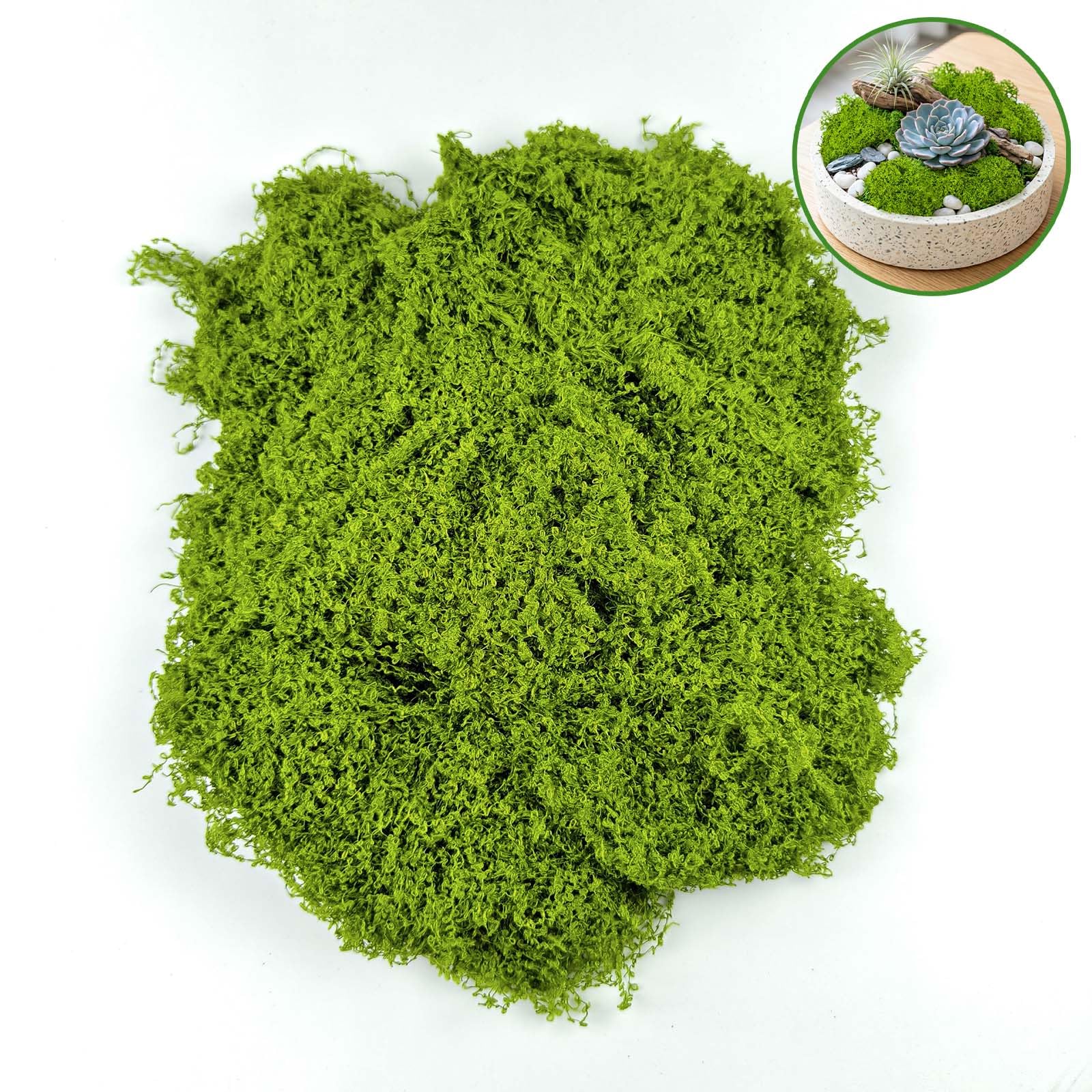 SHBAOCH 200g Light Green Artificial Moss, Fake Moss Faux Lichen for Crafts, Versatile Decorative Moss for Planters Fairy Gardens Indoor Displays DIY Projects