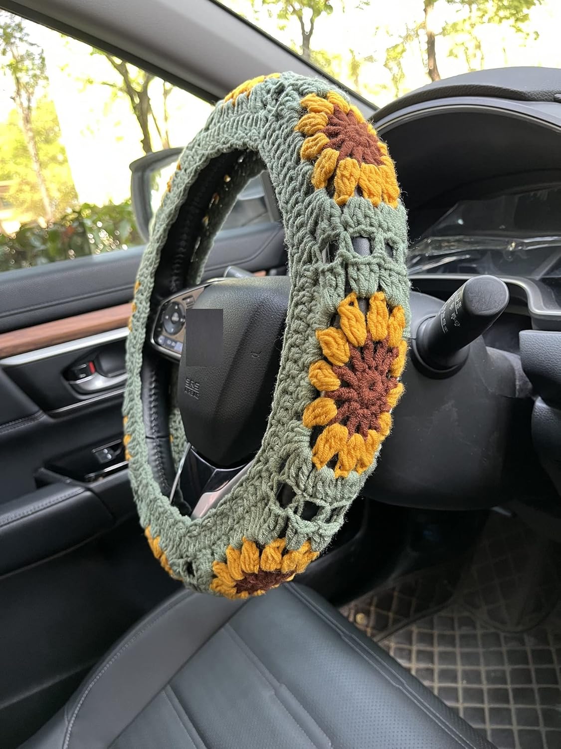 Handmade Crochet Sunflower Flower Car Steering Wheel Covers Universal 14-15 inch for Women and Men (Steering Wheel Cover) - Image 5