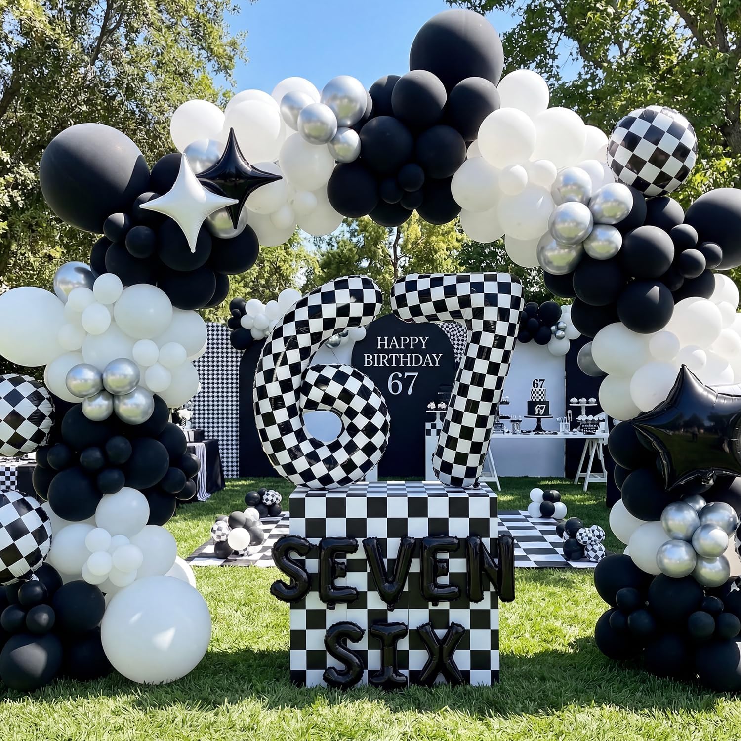 6 7 Birthday Decorations Balloons, 67 Six Seven Birthday Decorations,6-7 Theme Party Supplies, I WAS 6, NOW I'M 7 Decor, Black & White Number 6 7 Foil Balloons image 5