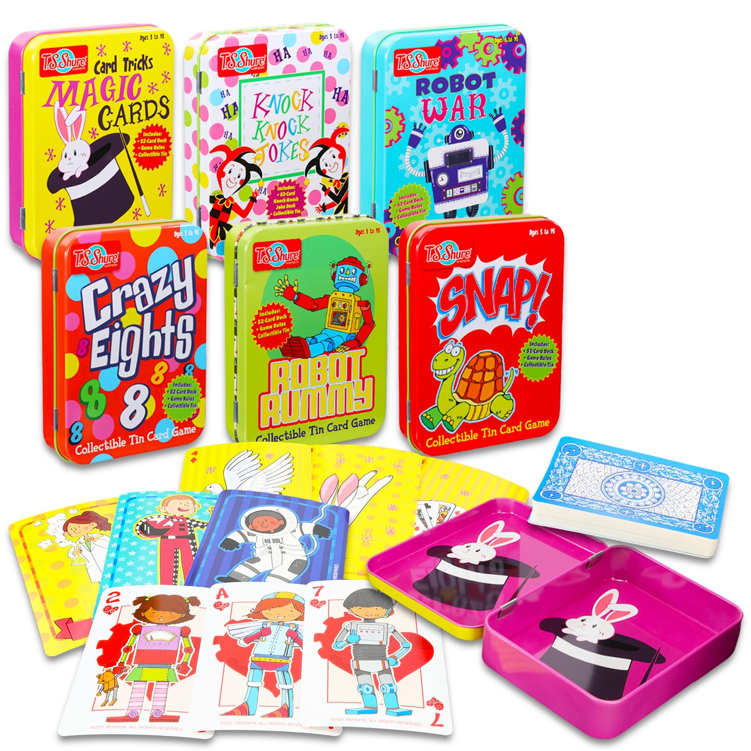 Card Games for Kids Ages 4-8 - 8 Pack Magnetic Tins Travel Card