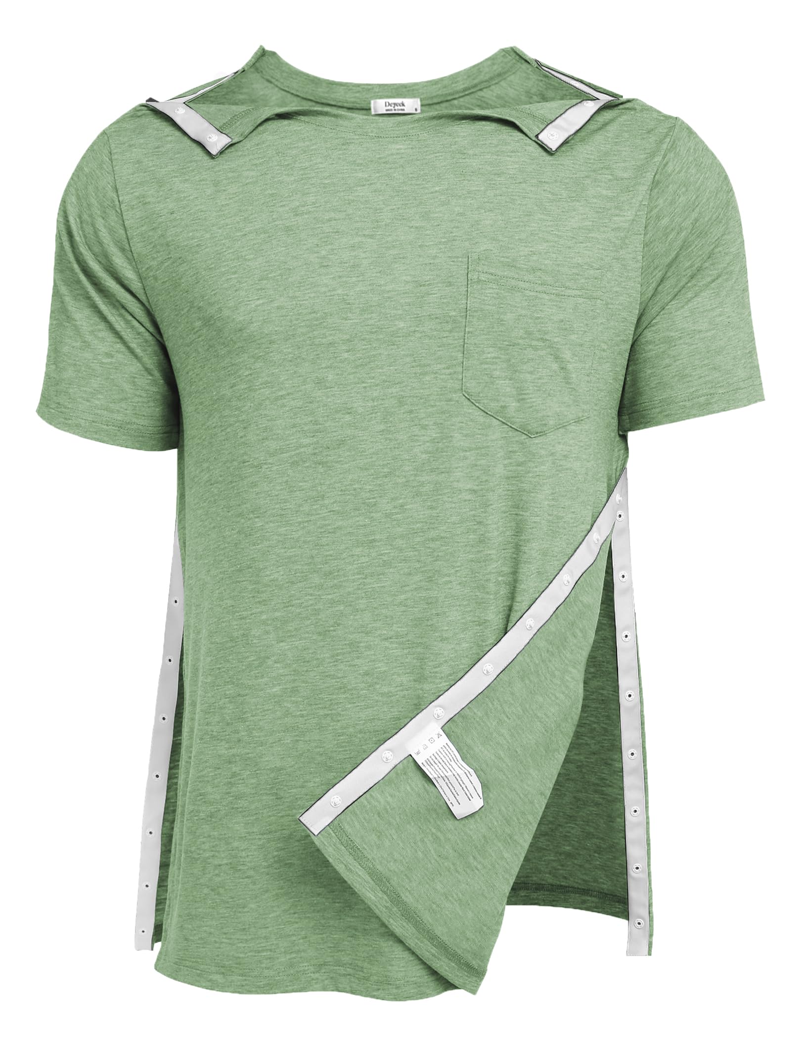 Deyeek Men's Post Shoulder Surgery Shirts Soft Tear Away Short Sleeve Tops