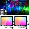 NATPOW LED Flood Lights RGB, 100W Floodlights Outdoor Colour Changing with Remote&APP Control, DIY Mode Party Lights, Security Lighting IP66 Waterproof for Garden, Christmas Stage Decoration(2Pack) [Energy Class F]