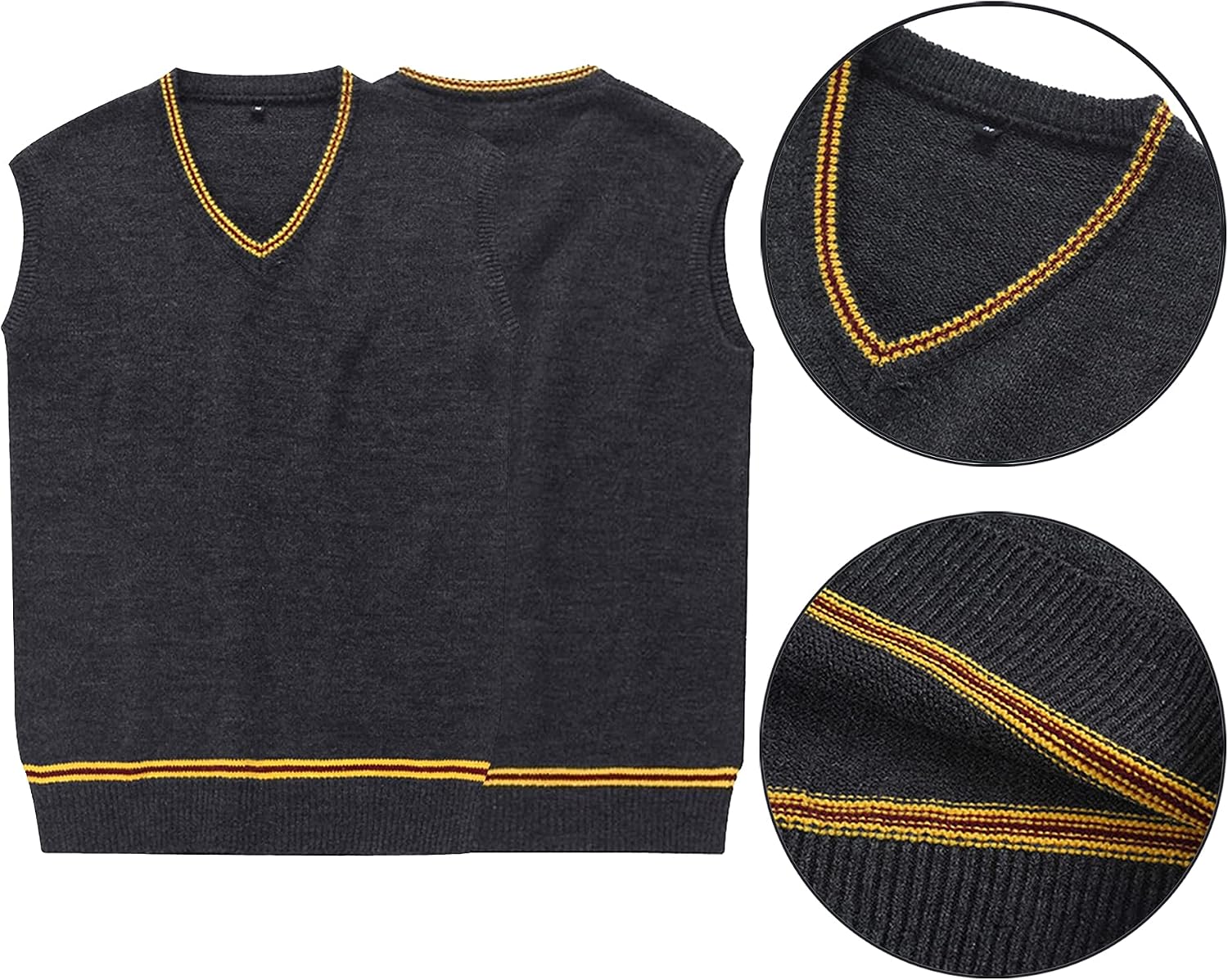 Loiahoer Unisex Sweater Vest Knit Waistcoat Tank Top V-Neck Sleeveless Pullover Cosplay Costume School Uniforms Fall Winter