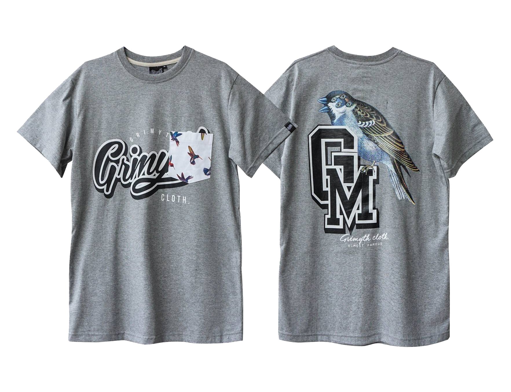 Grimyth Bird Thailand Street wear Pocket T-Shirt Gray / GM70 Size L