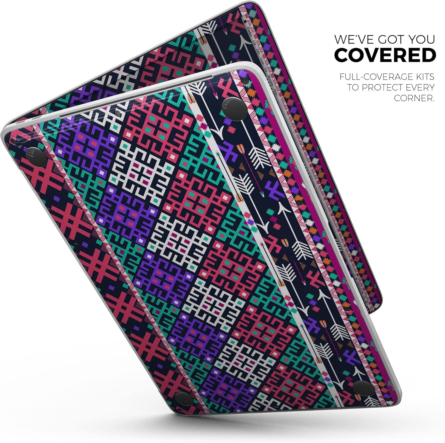 DesignSkinz - Pink & Teal Modern Colored Aztec Pattern - Full-Body Wrap Protective Decal Skin Kit Compatible with MacBook 13" Pro M1 (A2338)