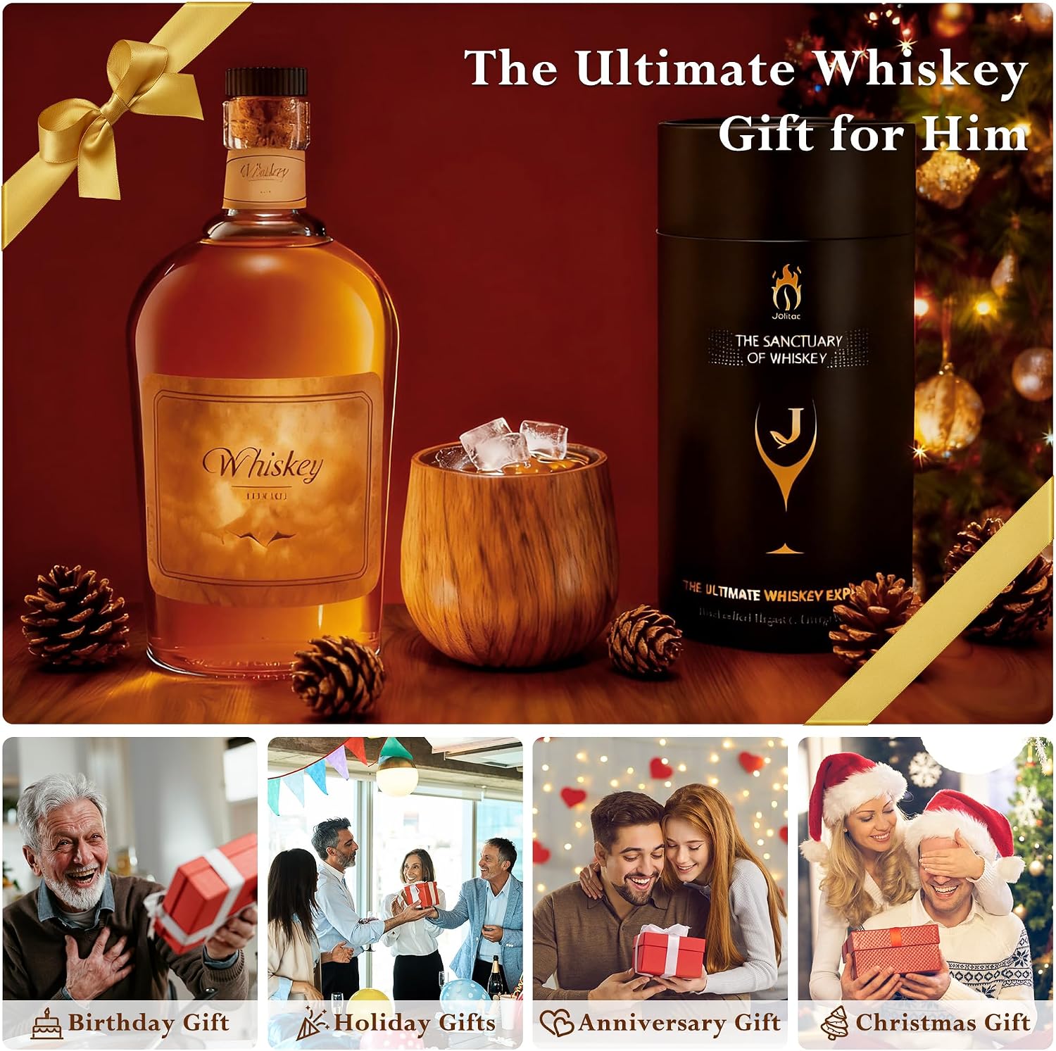 Charred Wooden Bourbon Drinking Glass - Unique Whiskey Gifts for Men, Dad, Brother | 10 oz Burnt Interior Old Fashioned Tumbler | Handcrafted Premium Whiskey Glasses | Premium Drinking Experience