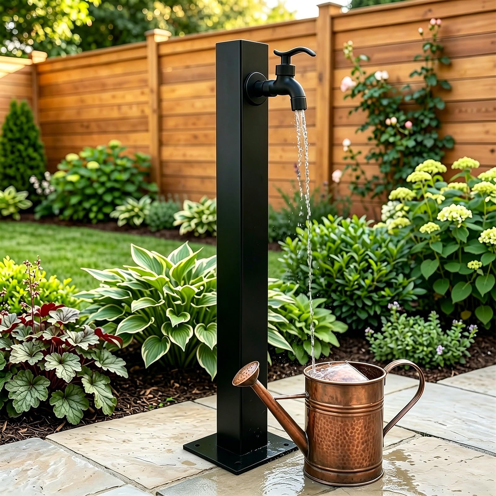 Lonmrrton C Stainless Steel Antifreeze Faucet Post, Floor-Mounted Water Olumn For Outdoor Irrigation & Watering, Vertical Yard Hydrant Freestanding Garden Tap(,Height: 95Cm/37.4In)