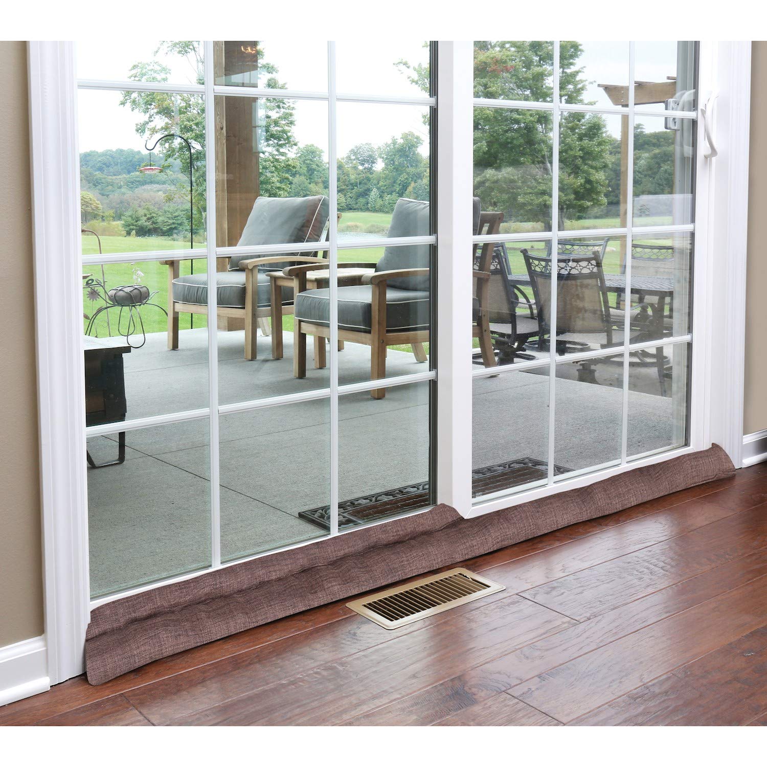 HOME DISTRICT Sliding Door Draft Stopper Brown Tweed