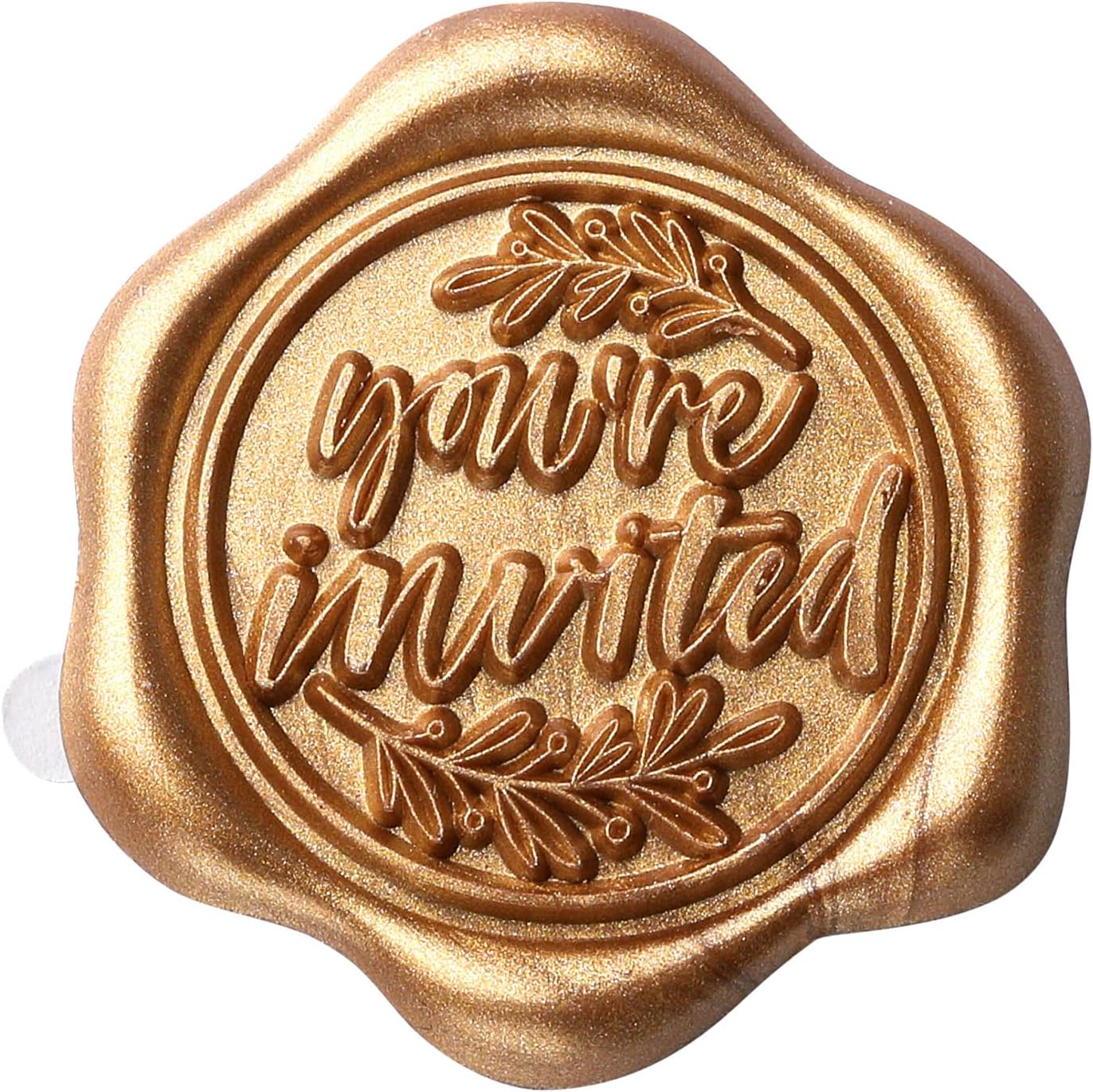 100pcs Wax Seal Stickers, 1.14in/29mm Antique Gold Envelope Seals, You're Invited Vintage Wedding Invitation Stickers for Valentine's Day, Birthday, Christmas Party Supply