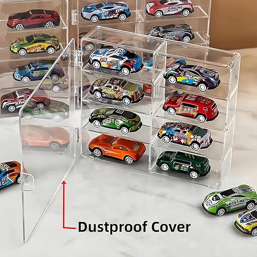 Miniatura 5 de Estuche de exhibición de autos de juguete 164 compatible con ruedas calientes, vitrina de acrílico transparente para ruedas calientes, caja de