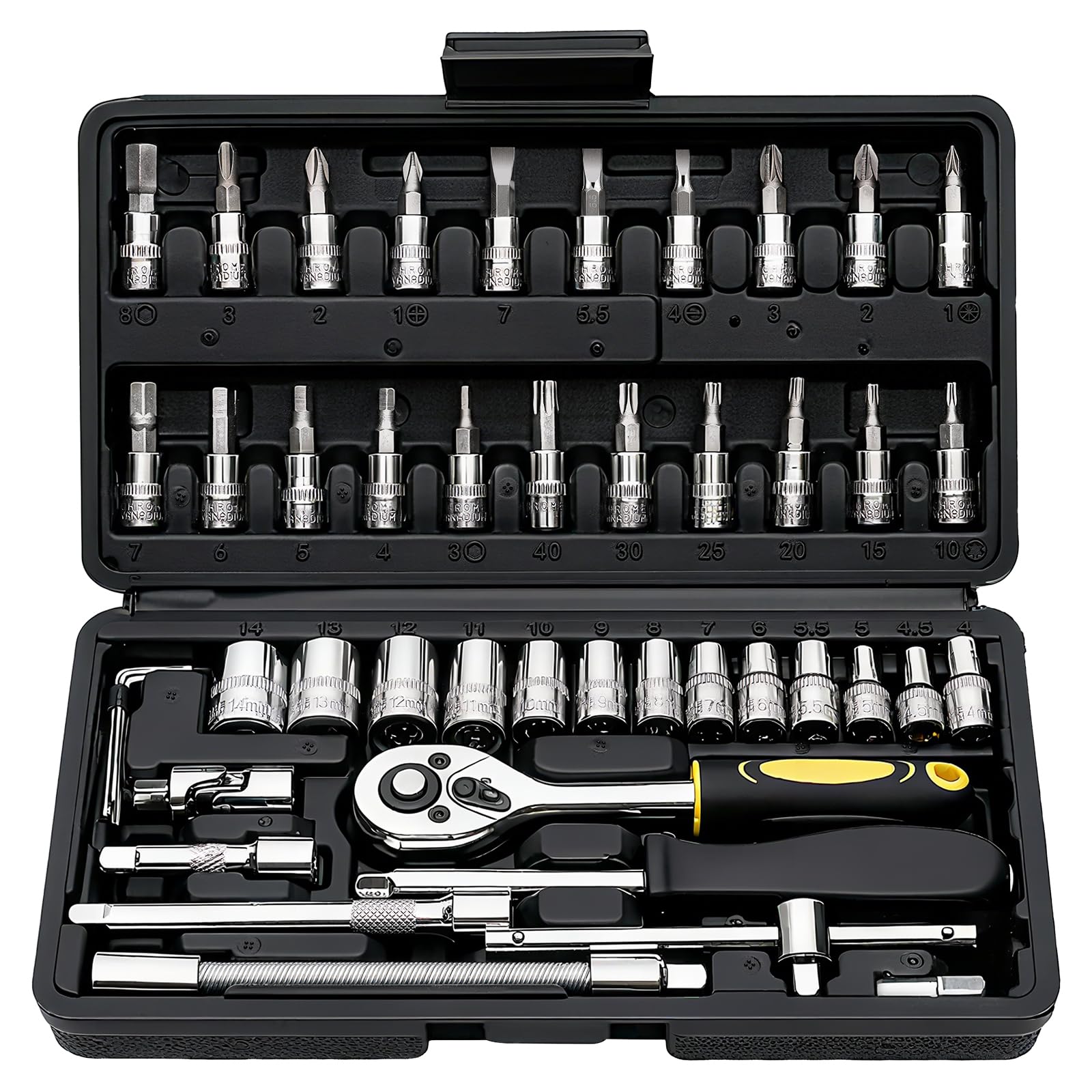 Elinoover 46-Piece Drive Socket Ratchet Wrench Set
