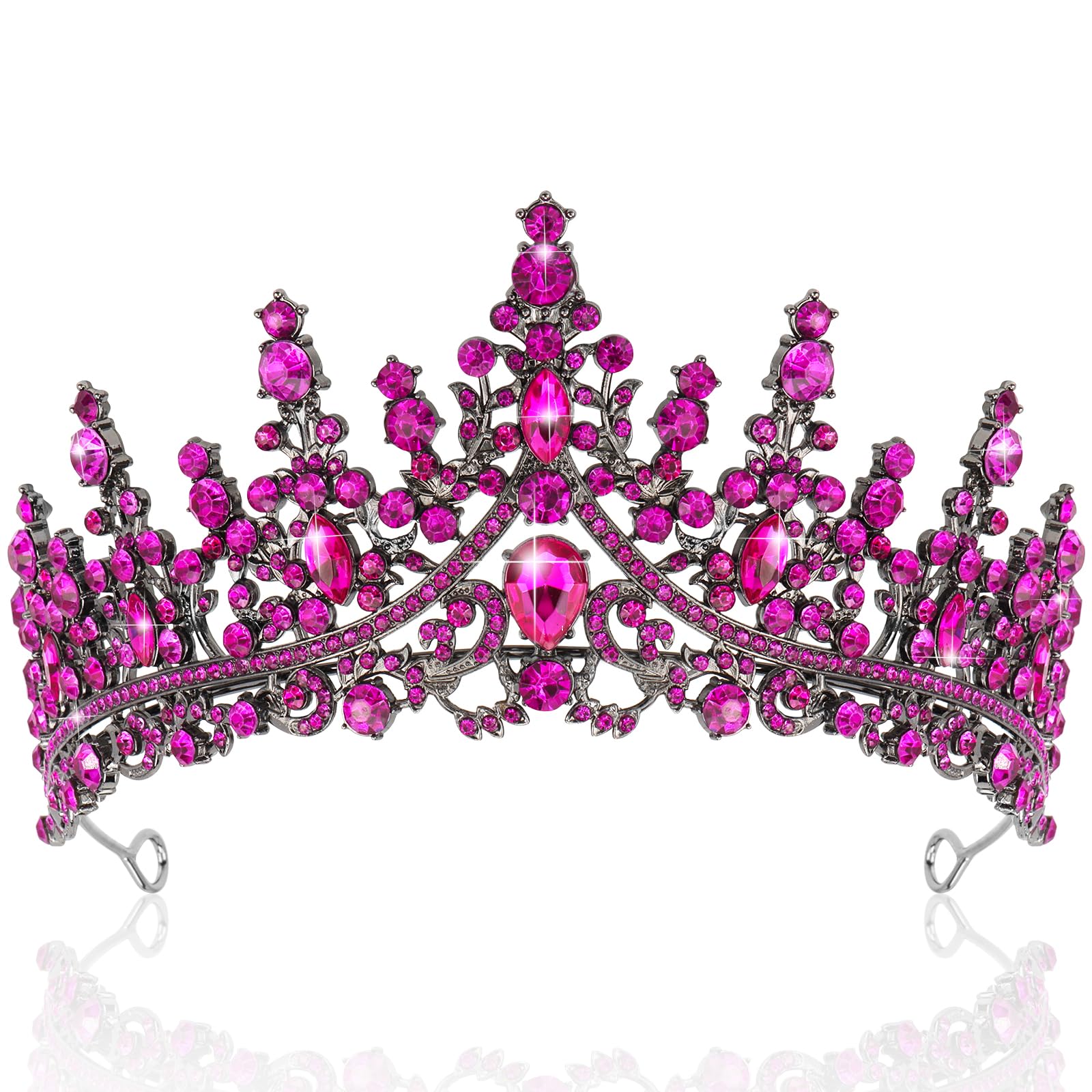 Tobatobatiaras For Women Hot Pink Tiara Crowns For Women Wedding