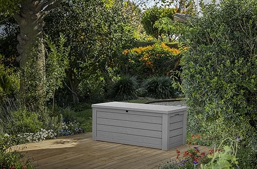 Miniatura 3 de Keter Westwood 150 - Caja de almacenamiento grande de resina de 150 galones para muebles de patio, cojines de exterior, herramientas de jardín y