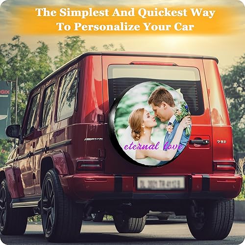 Miniatura 6 de Cubierta personalizada para neumáticos de repuesto, personaliza tu logotipo con texto y foto, impermeable, a prueba de polvo, protectores