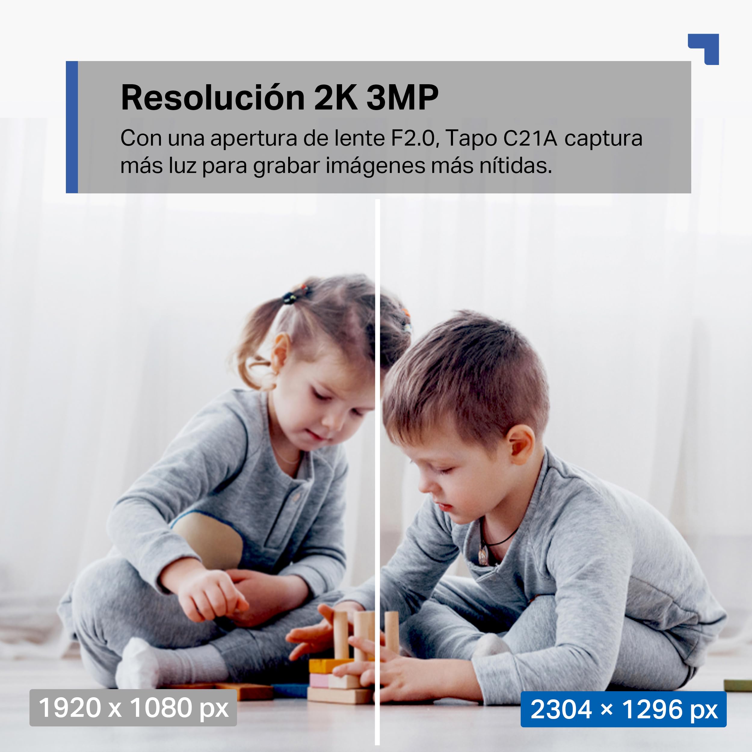 Tapo C21A - Cámara de Vigilancia WiFi Interior 360º, 2K 3MP, Detección IA | Detección Movimiento, Personas y Llanto de Bebé. Visión Nocturna. Alarma Luz y Sonido. Almacenamiento Local o Nube. App Tapo.