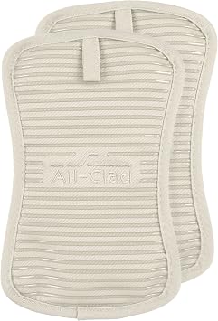 All-Clad Premium Pot Holder & Hot Pad Heat Resistant to 500 Degrees - 100% Cotton, 10"x6.25" Hot Pad for Kitchen and Barbeque, 2-Pack, Almond