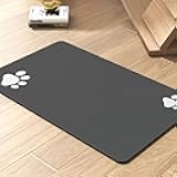 Pet Feeding Mat-Absorbent Dog Mat for Food and Water Bowl-No Stains Quick Dry Dispenser Mat-Dog Accessories Pet Supplies-Water Bowl for Messy Drinkers（Darkgrey,12