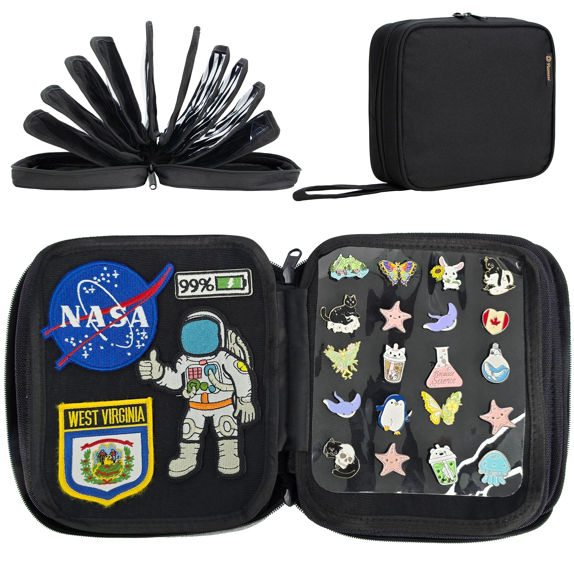 Portable Travel Brooch Pin Carrying Case for Enamel Pin, Lapel Pin, Pins Storage Organizer Case, Pin Collections Display Bag with 10 Pages, Hold Up to