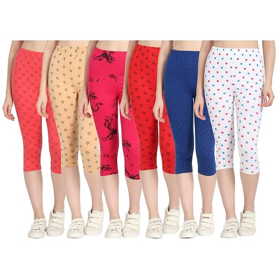 Printed Capri for Womens/Girl Pack of 6
