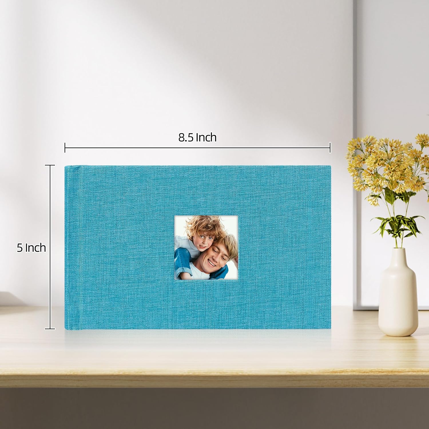 Mublalbum Small 4x6 Photo Album, 100 Pockets, Linen Cover,Blue image 2