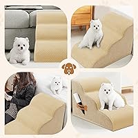 Vista 6 de Escaleras para perros Romrol, rampa para camas y sofás, escalones extra anchos para mascotas con cubierta duradera impermeable y antideslizante