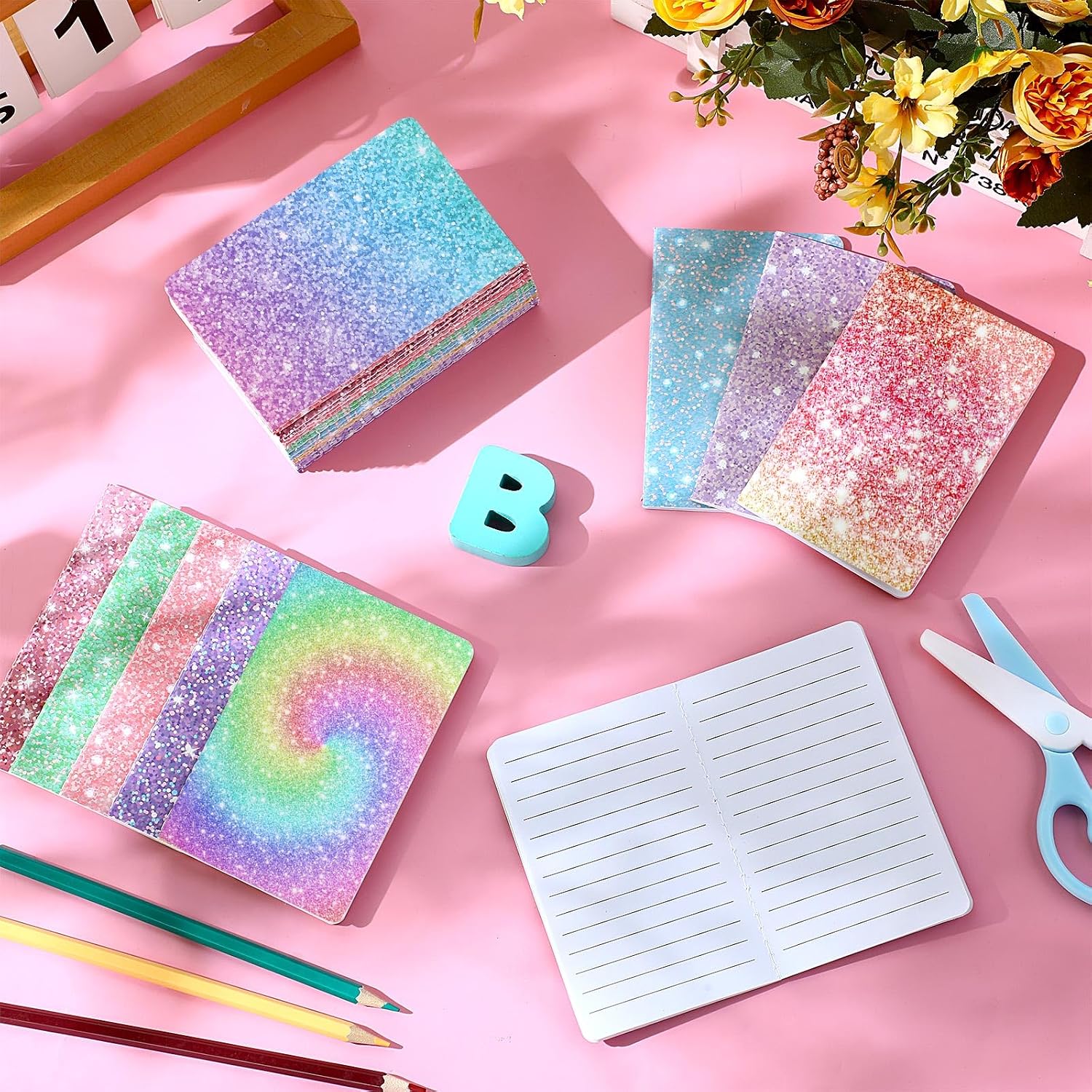 AmazingSpark Back to School Glitter Mini Notepads and Pens Set,Classic image 5