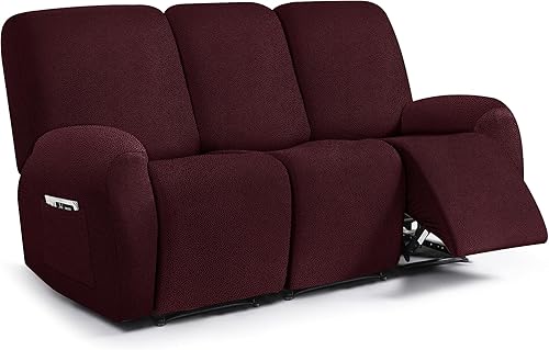 Miniatura 90 de Fundas para sillas reclinables con aspecto de cuero, funda elástica de 4 piezas, funda suave para silla reclinable, protector de muebles lavable