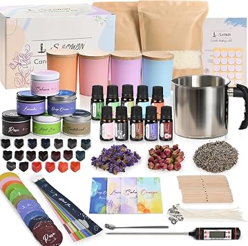 SHOWIN Candle Making Kit, DIY Candle Making Supplies for Adults, Starter Soy Wax Candle Kit with Candle Jars & Tins, Scented Home Decoration