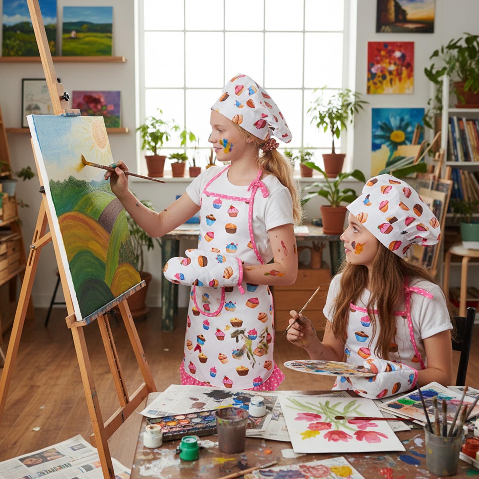 Quilax Kids Chef Hat and Apron, Pink - Image 4