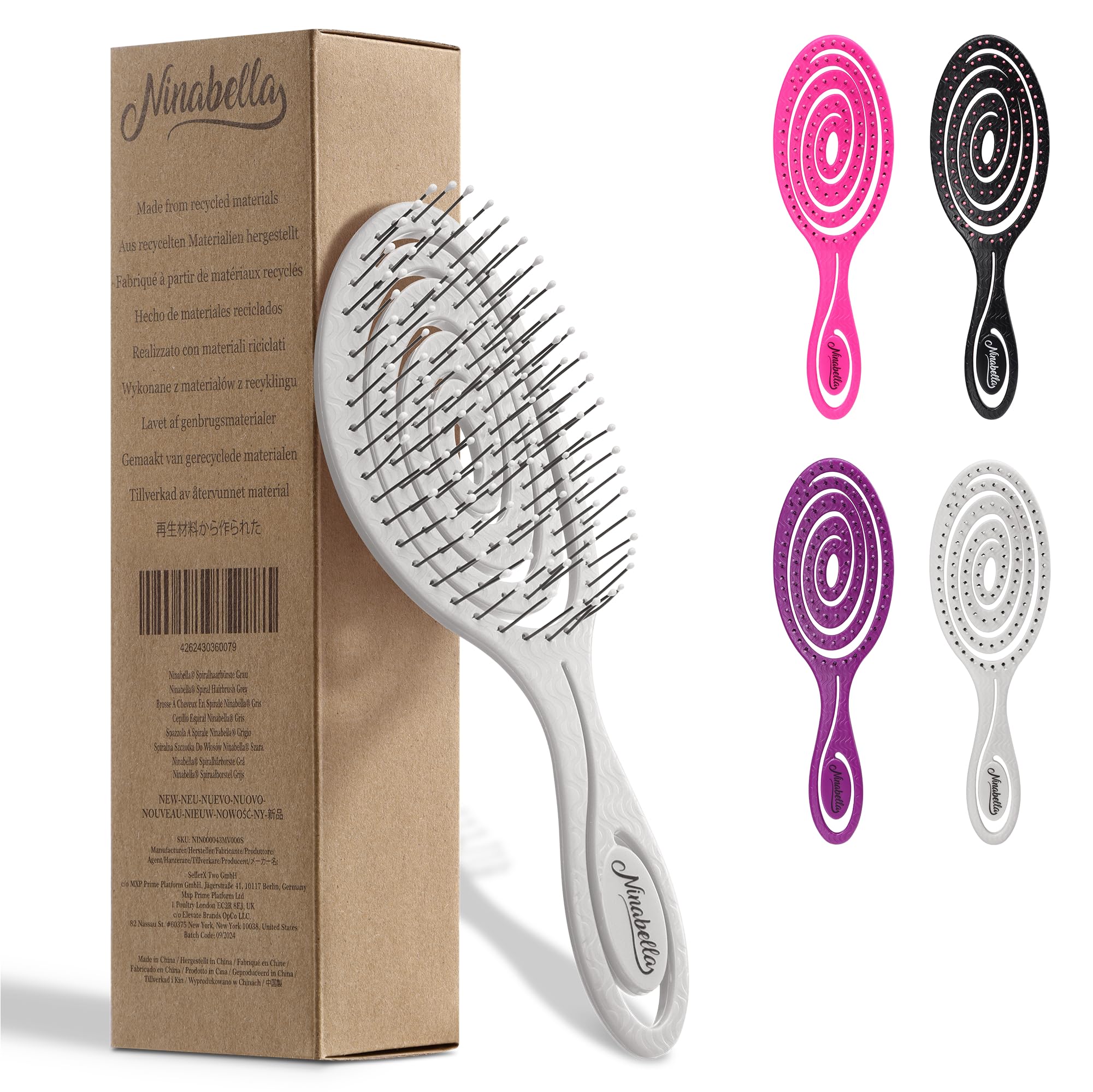 Ninabella Detangling Hair Brush for Women & Men, Does not Pull, Removes Tangles, Brushes for Straight Curly & Wet Hair