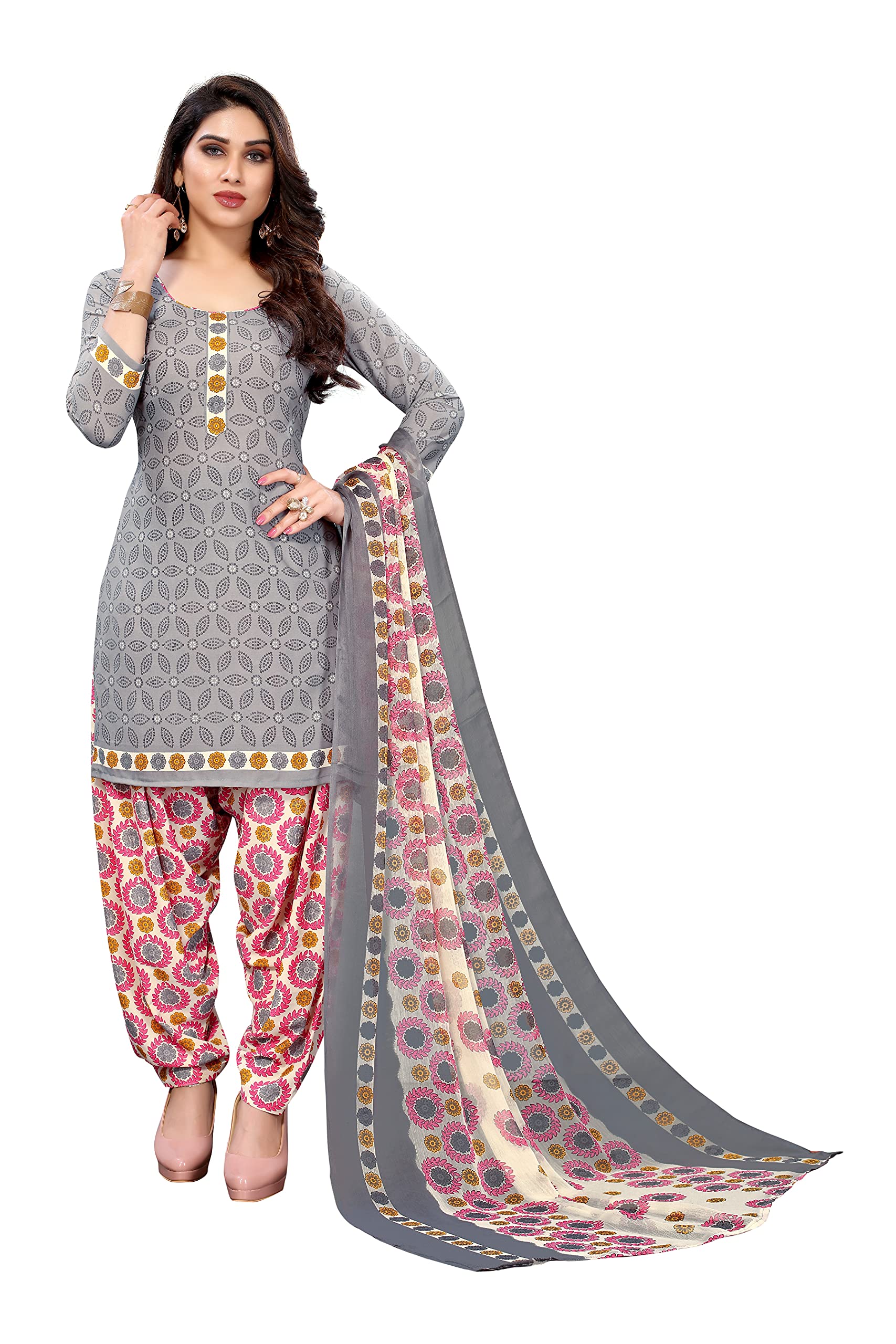 Readymade Indischer Patiyala Stil Kreppstoff Designer Salwar Anzug für Frauen mit passendem Dupatta (Patiyala Anzug)