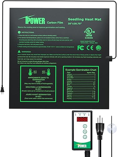 Miniatura 95 de iPower Alfombrilla térmica para plantas con controlador digital de temperatura doble, almohadilla térmica con certificación MET, 48 x 20.75