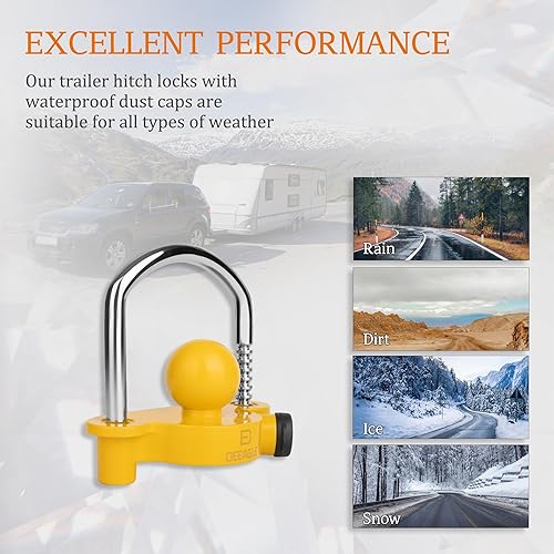Miniatura 2 de DEEAGLE Bloqueo de acoplador de bola de remolque, cerradura de bola universal para remolque, se adapta a acopladores de enganche de 1-78, 2 y 2-516