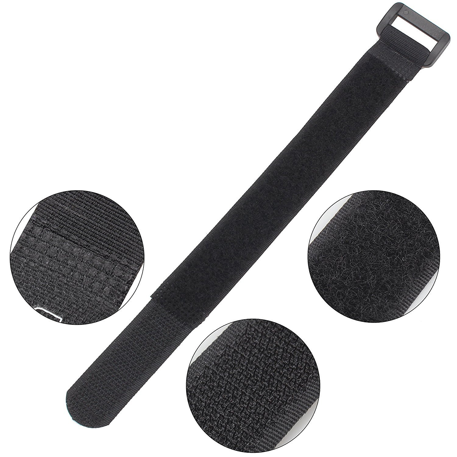 25 pcs cierre de gancho y Loop reutilizable Cable Tie Down straps- 0,8 "x 8", color negro