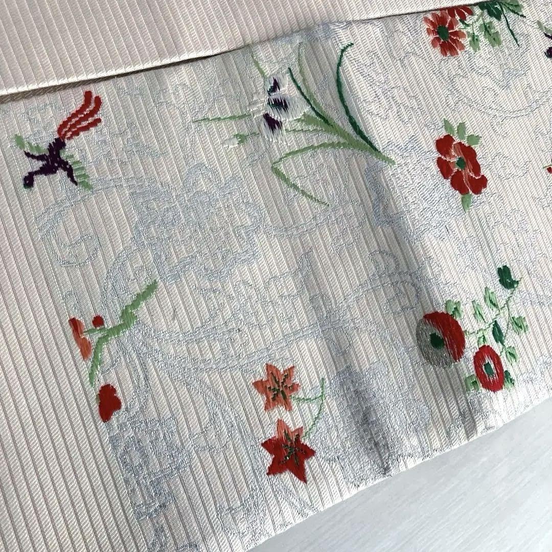 アンティーク名古屋帯　刺繍　小鳥・撫子　花模様　しつけ糸付　美品　No.30 Amazon.co.jp: アンティーク名古屋帯 刺繍 小鳥撫子 花模様