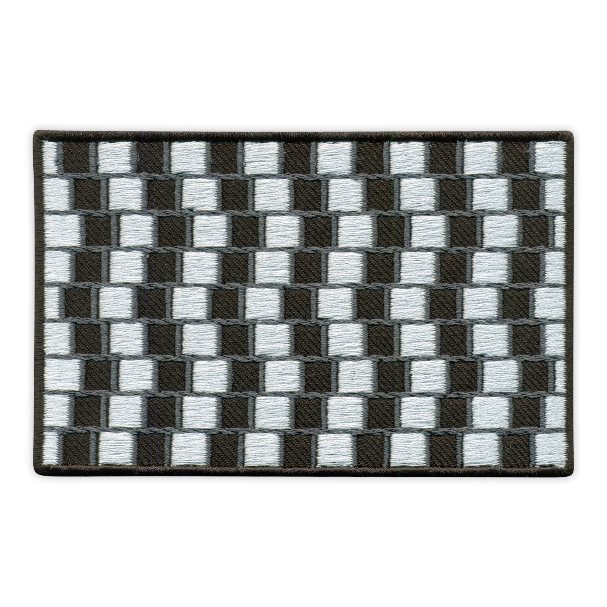 Zestaw Czterech - Patchion ŚCIANA KAWOWA - Iluzja Optyczna, Seria Op-Art - Czarny Oraz - Hafciana Łatka/Odznaka/Emblemat