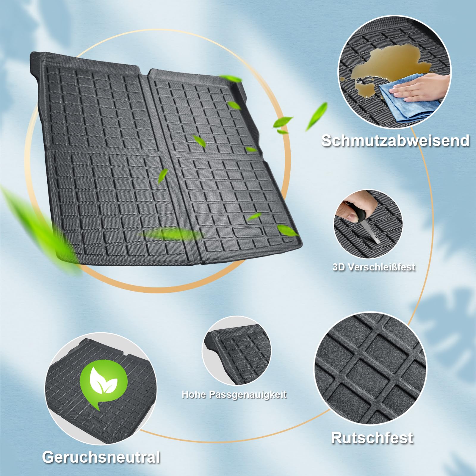 ECOZEN Wanna do bagażnika do VW ID.4 2021-2025, TPE na każdą pogodę, oryginalna mata do bagażnika 3D, 3-warstwowa guma, wodoszczelna, wysokie dopasowanie, wysoka krawędź, wanna do bagażnika VW ID.4