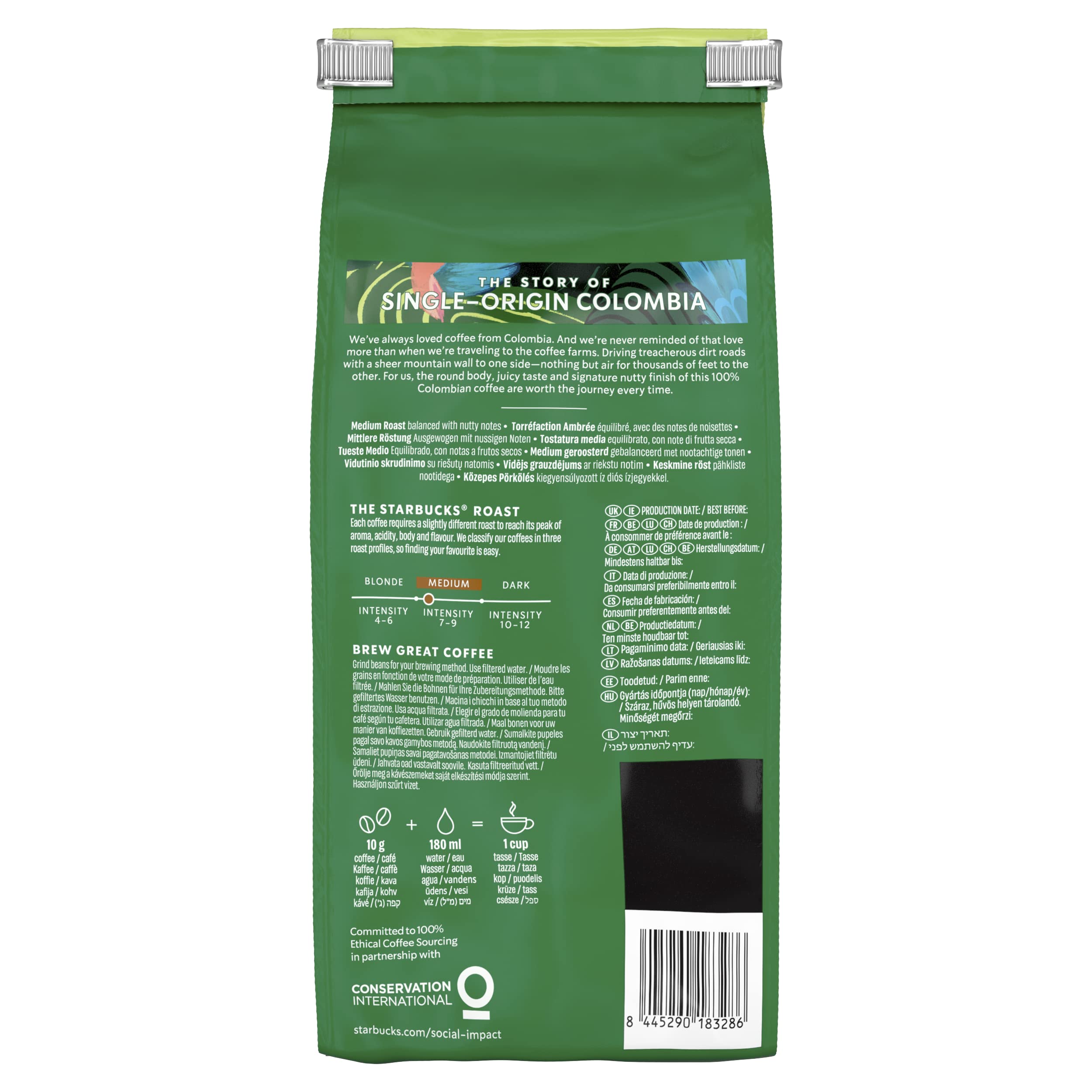 STARBUCKS Single-Origin Colombia, Medium Roast, Kawa Ziarnista 450g (4 sztuk w zestawie)