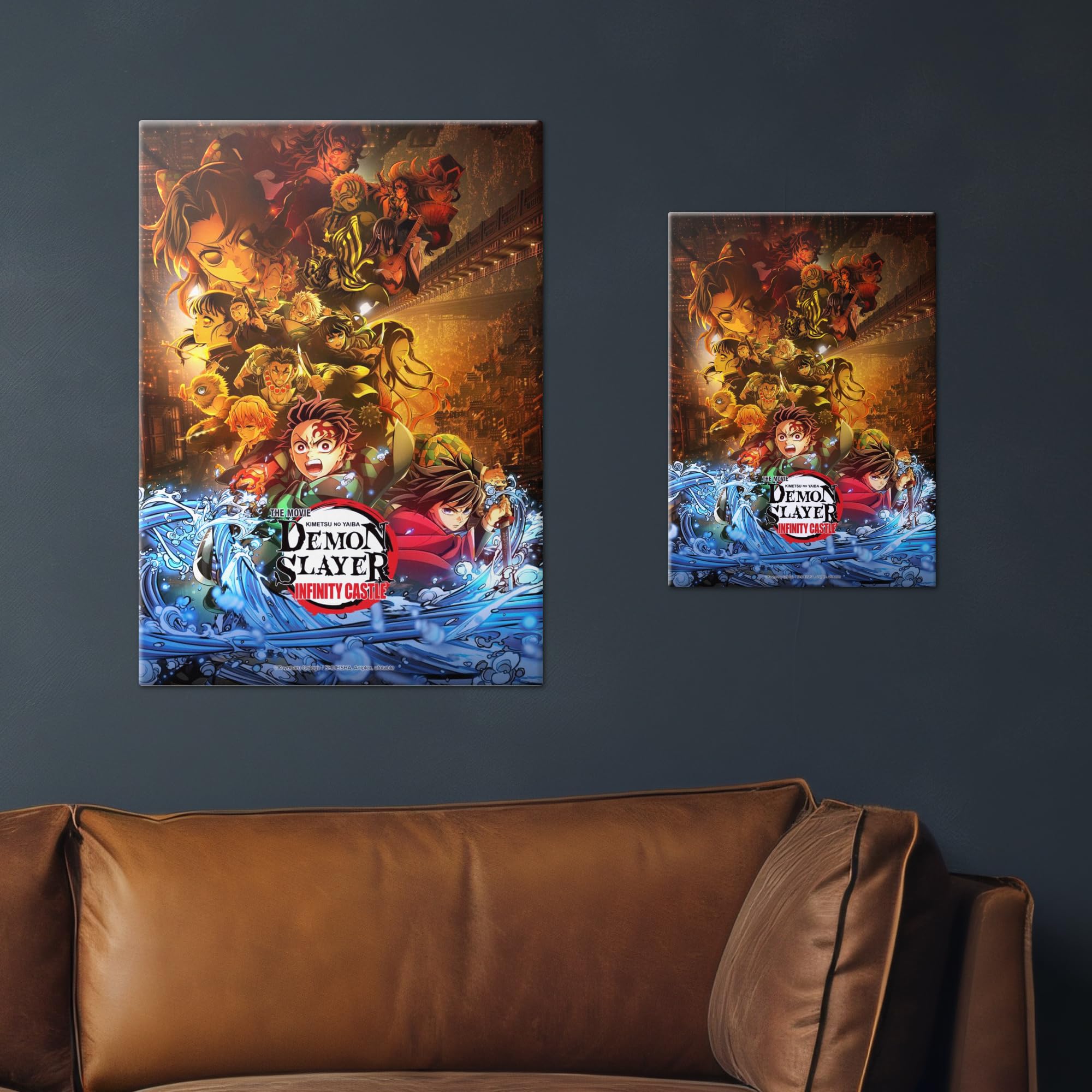 Displate Metall poster Demon Slayer Infinity Castle - The Final Größe L | Bilder Wanddeko Wohnzimmer & Schlafzimmer Wandbilder, Geschenk. Wandkunst mit Magnet-Befestigung, ohne Bohren.
