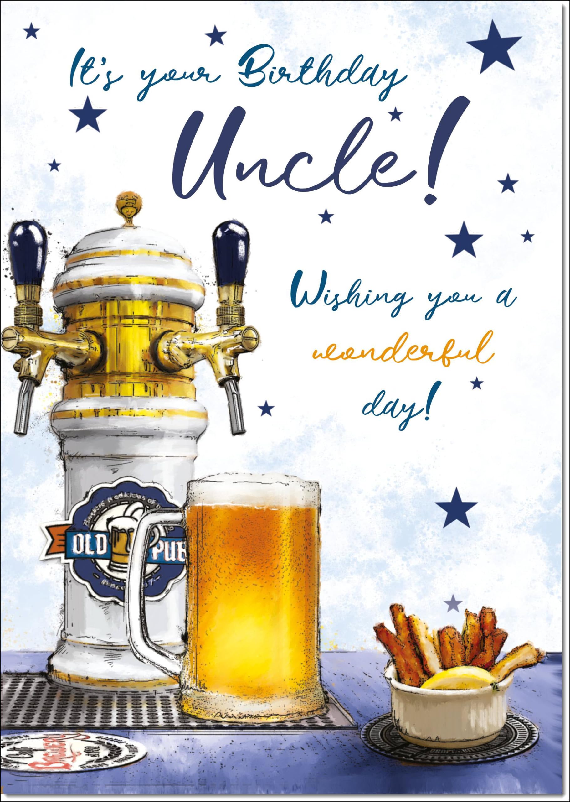 doodlecards Uncle Birthday Card Beer Tap and Pint Large A4 Size with Plain Envelope