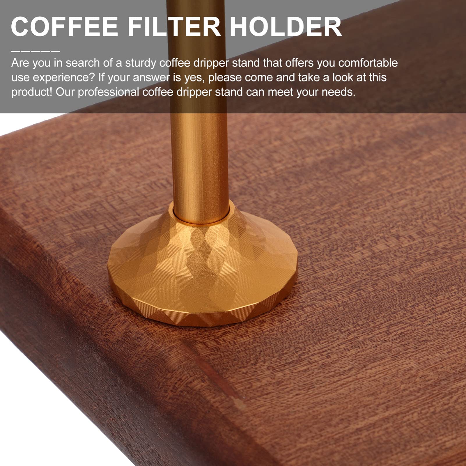 Uonlytech Soporte Ajustable Base Estable y Diseño Antideslizante Madera Maciza y Aleación de Aluminio, para Gotero de Café, para Filtro de Café