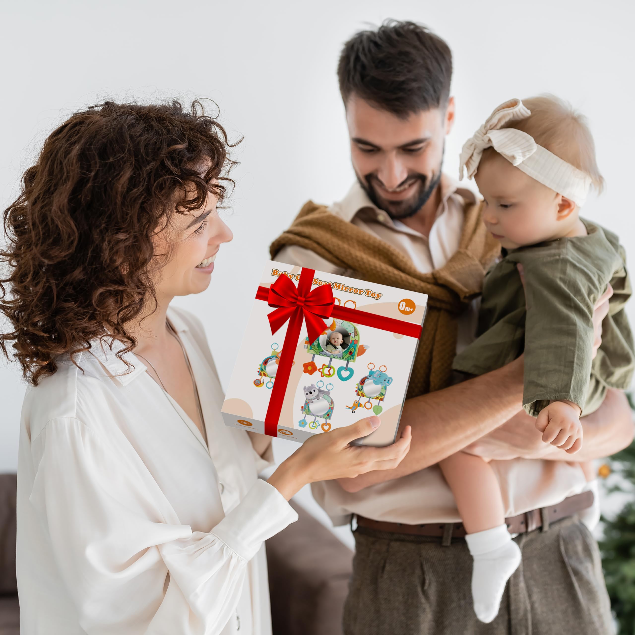 Lynncare Fotelik samochodowy, zabawka z lusterkiem samochodowym, zabawka do jazdy tyłem do kierunku jazdy, centrum aktywności dla niemowląt w wieku 0-6-12-18 miesięcy, chłopiec dziewczynka