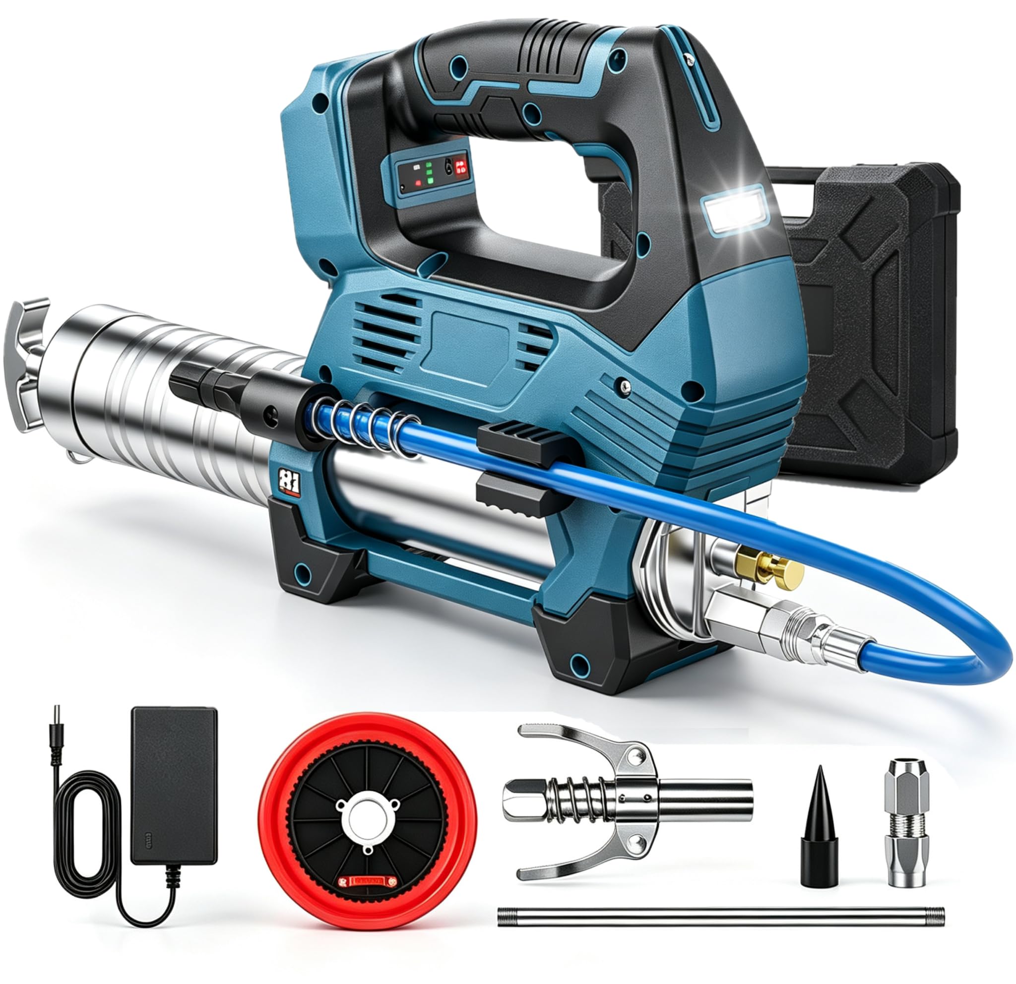 Pistola engrasadora con batería compatible con Makita de 18 V batería | funciona con pilas, pistola de engrase eléctrica prensa de engrase sin escobillas, solo para grasa a granel