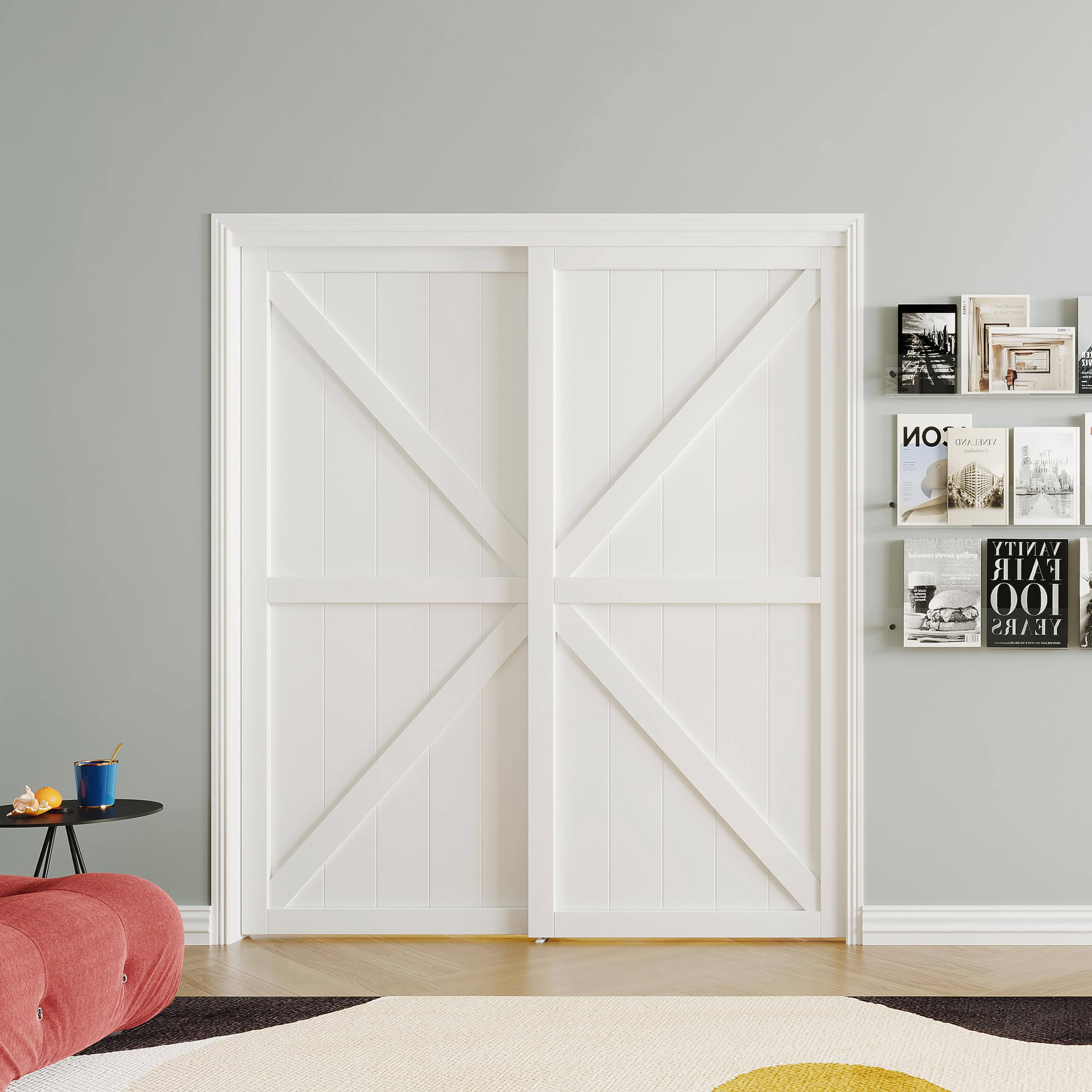 SOLRIG K Shape Sliding Closet Door for 72 inch opening