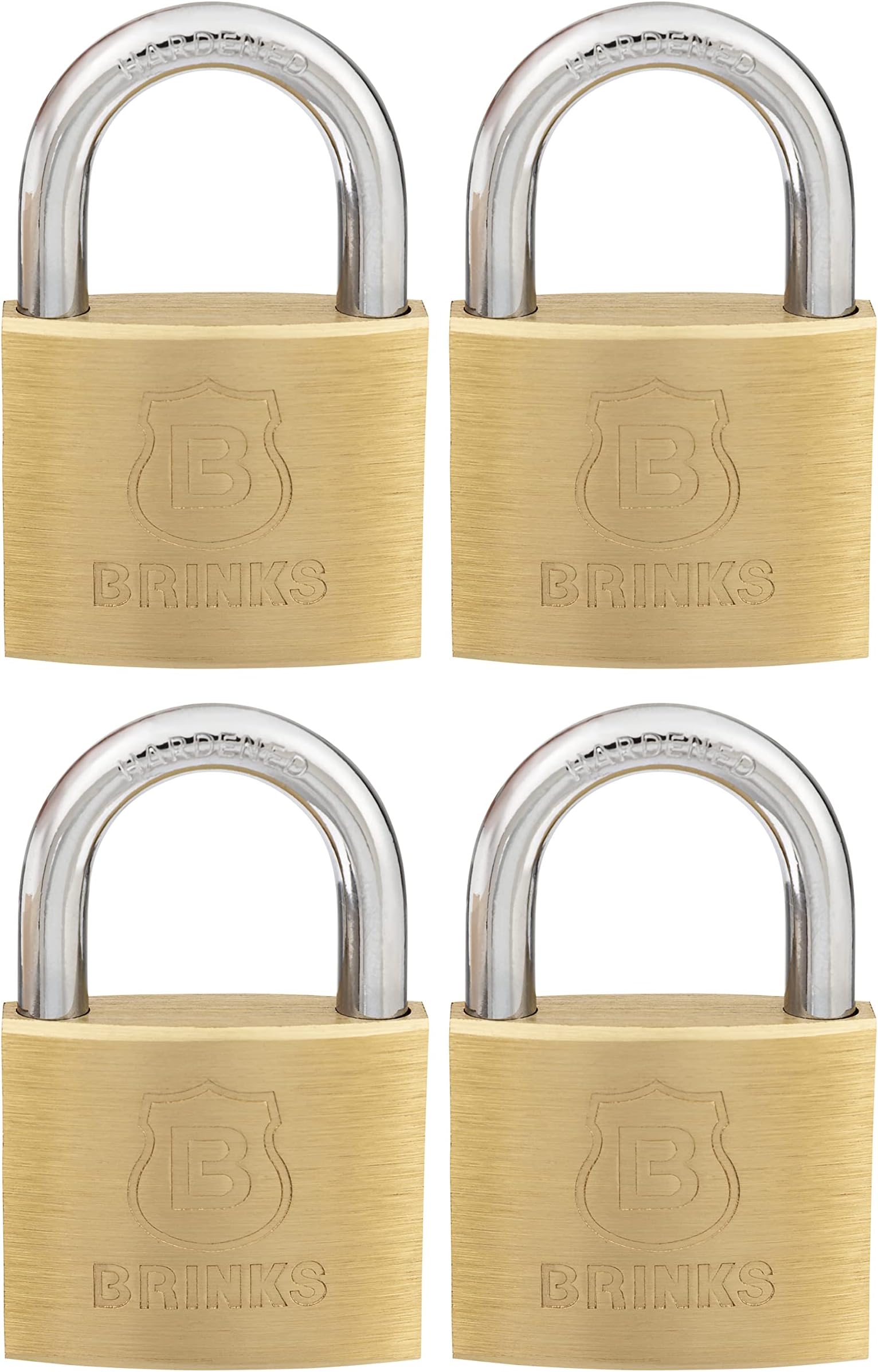 40mm Solid Brass Keyed Padlock with 7/8” Shackle Clearance, 4-Pack - Chrome Plated with Hardened Steel Shackle, (171-40401)