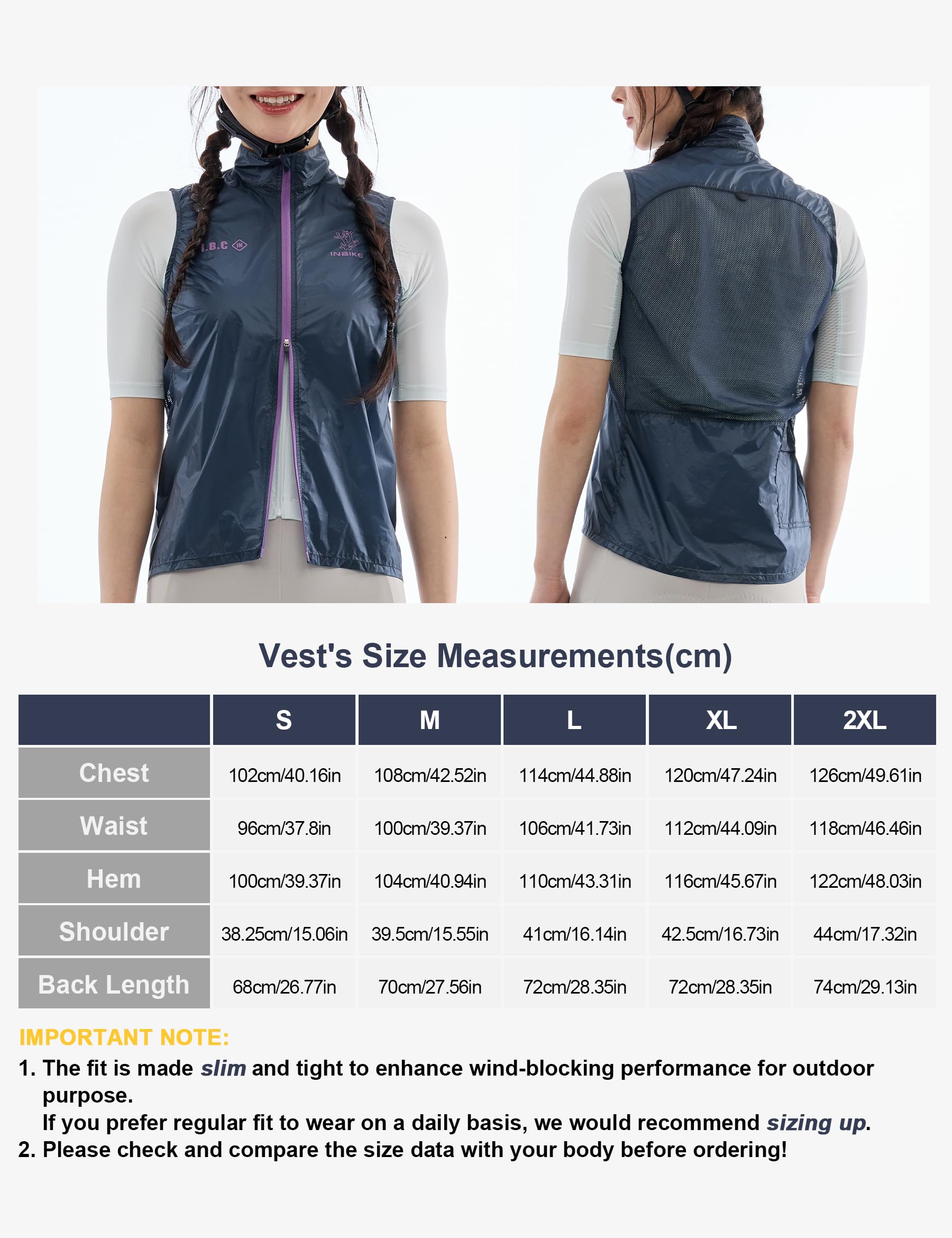 INBIKE Gilet de Cyclisme Femme léger Gilet Course Vent coupe-vent et imperméable Respirant avec Doublure en Poche de Rangement
