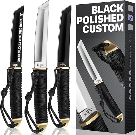 Japanese Knife Tanto - Fixed Polished Blade with Paracord Handle