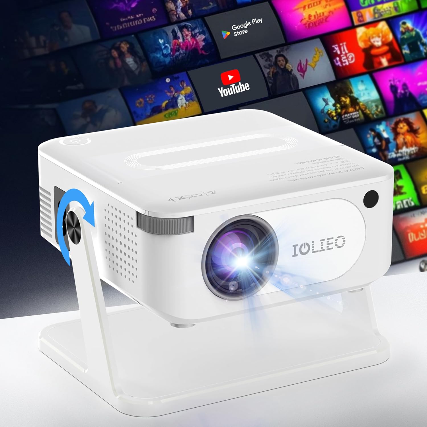 【NEW】Mini Projector with WiFi and Bluetooth,YouTube, Screen Mirroring and more. Full HD 1080P, Indoor/Outdoor Home Movie Projector by IOLIEO